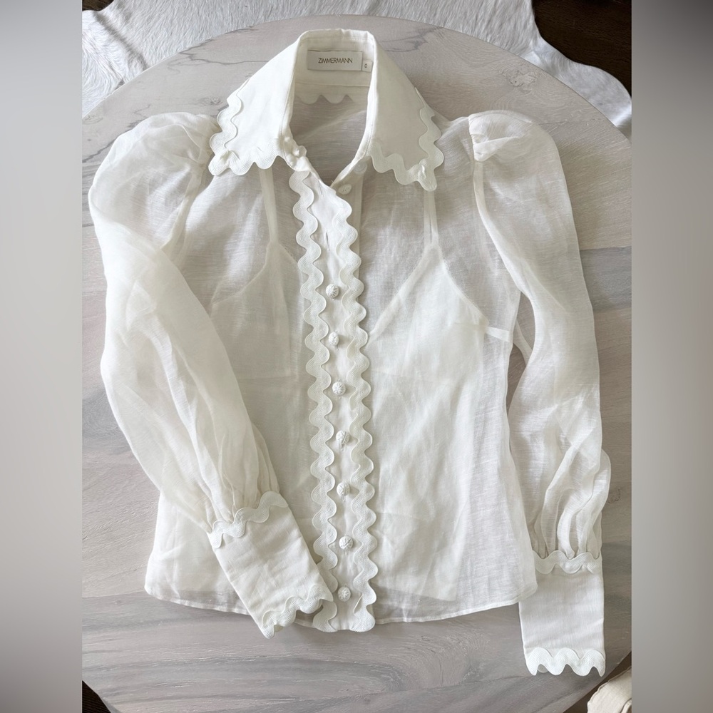 ZIMMERMAN High Tide Ric-Rac Blouse Sz AUS 0